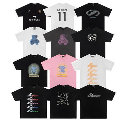 WE11DONE美式夏季宽松休闲潮牌纯棉短袖男女情侣welldone流行T恤
