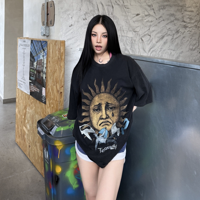 PINKFLOYD美式复古休闲做旧短袖