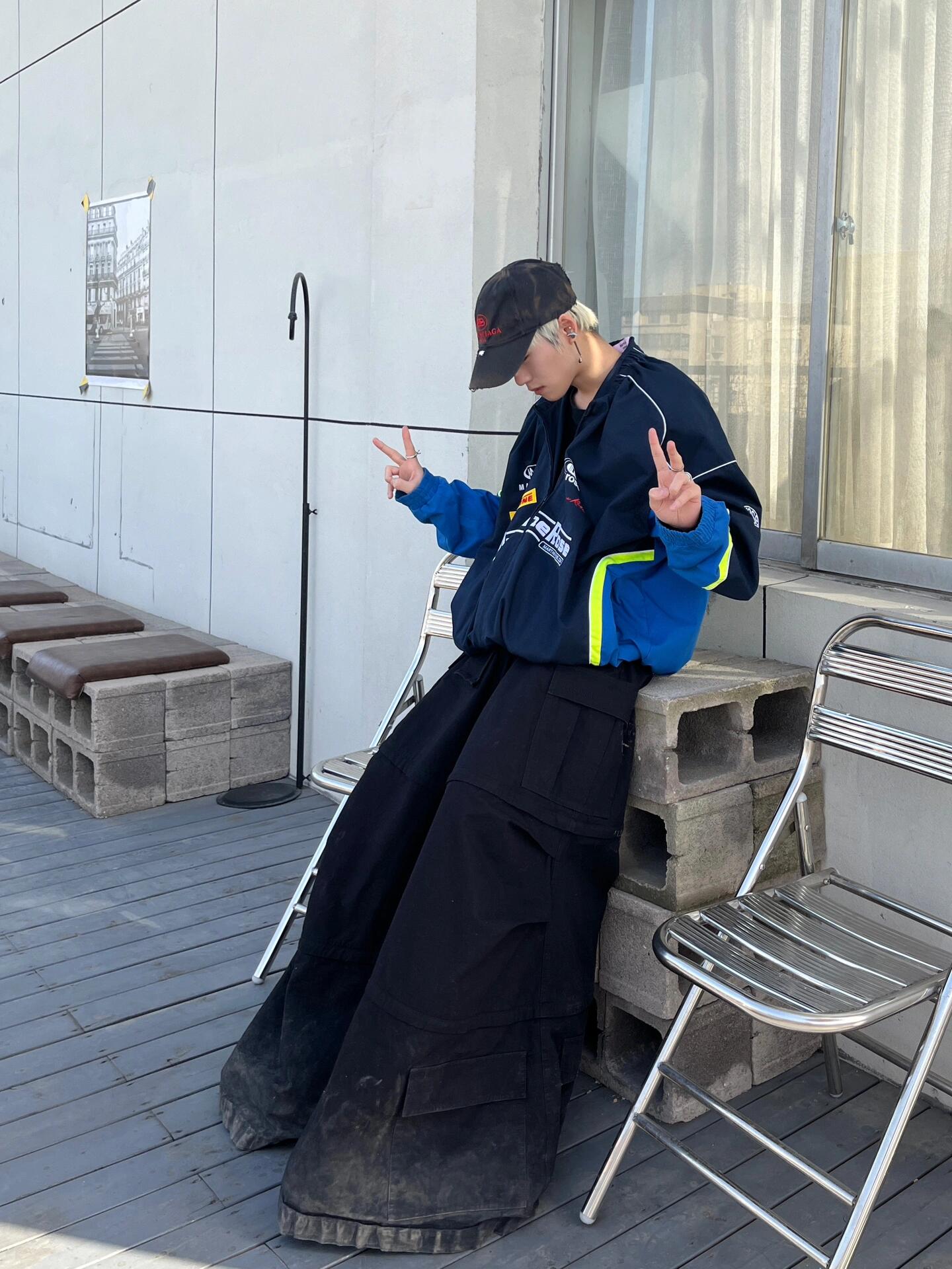 Martine-Rose小众潮牌秀场拼色赛车服夹克美式复古休闲运动外套