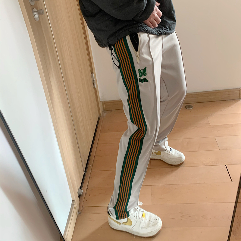 needles aipl蝴蝶刺绣休闲运动裤男女条纹织带宽松阔腿裤复古裤子
