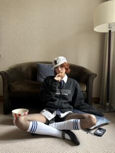 Martine Rose重磅水洗做旧字母印花夹克美式休闲外套蔡徐坤同款