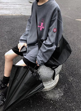 CAVEMPT蜡染水洗男女同款宽松日系休闲复古做旧纯棉圆领CE长袖T恤