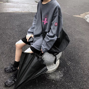 CAVEMPT蜡染水洗男女同款 T恤 宽松日系休闲复古做旧纯棉圆领CE长袖