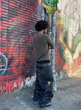 Grailz project gr重磅美式休闲廓形原牛Baggy宽松直筒阔腿牛仔裤