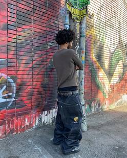 休闲廓形原牛Baggy宽松直筒阔腿牛仔裤 gr重磅美式 project Grailz