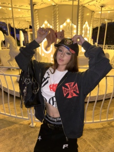 west coast choppers铁十字ERD水洗做旧拉链连帽衫美式休闲外套