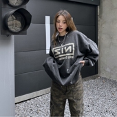 GRAILZ PROJECT小众潮牌水洗做旧字母泼墨印花高街风休闲圆领卫衣