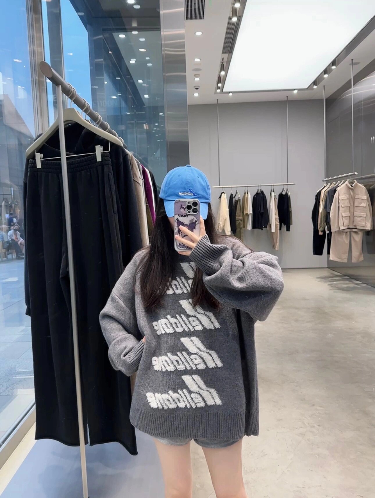 we11done弹幕字母休闲圆领毛衣