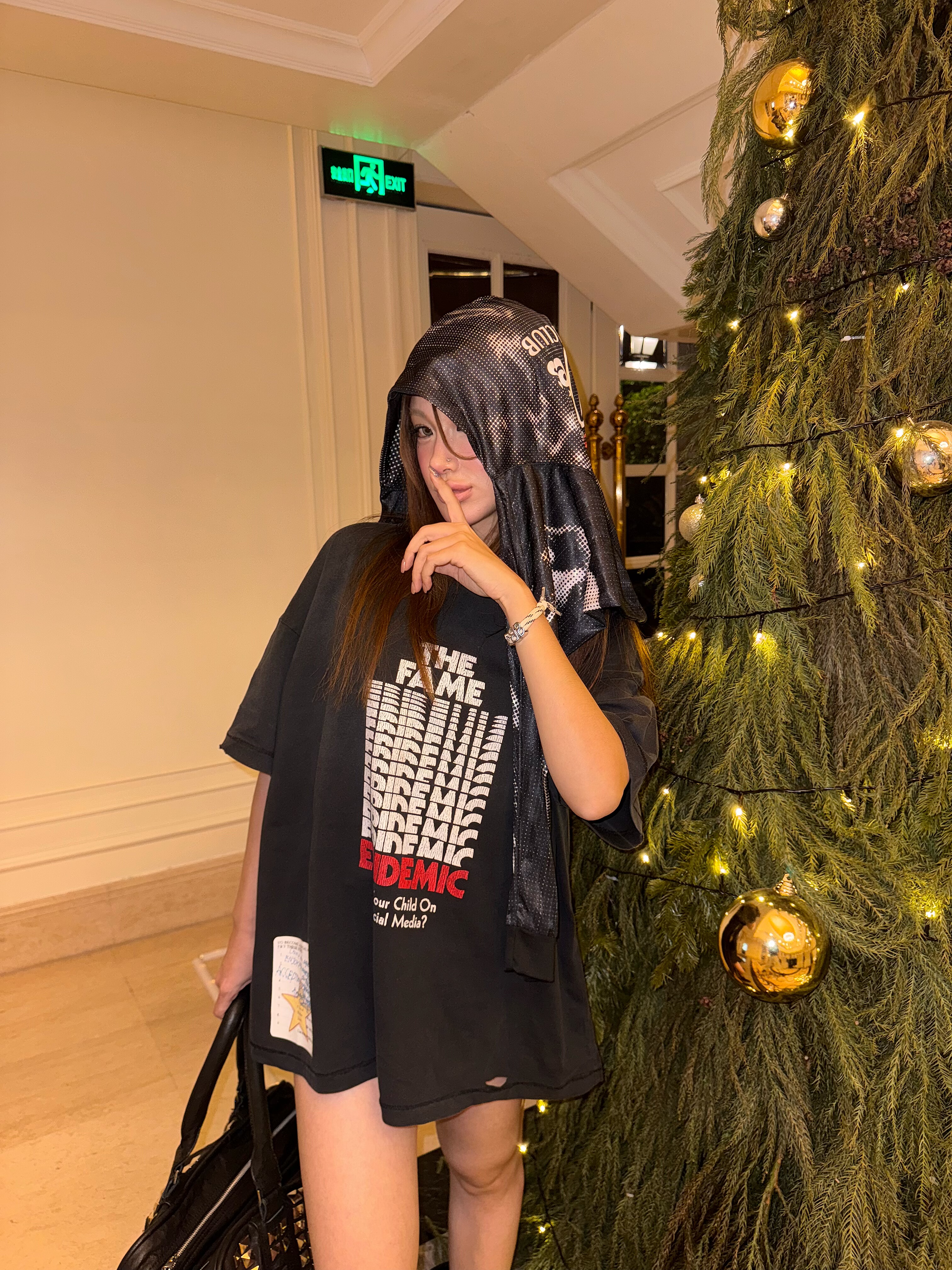 Play Hollywood小众设计弹幕字母水洗做旧短袖休闲boxy纯棉T恤Tee