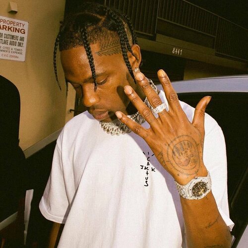 Travis Scott字母休闲宽松短袖高街嘻哈百搭简约男女潮牌纯棉T恤