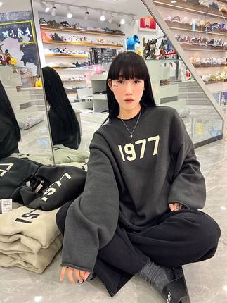 FOG Fear of God第八季复线1977字母印花卷边针织衫宽松休闲毛衣