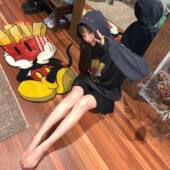 休闲宽松情侣连帽衫 PUREY TALK卡通动漫薯条米奇做旧卫衣高街美式
