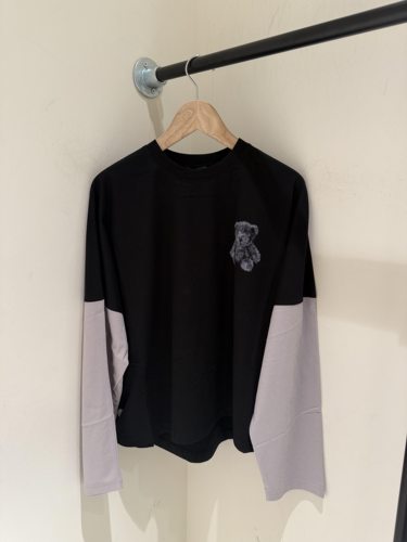 WE11DONE小熊假两件休闲长袖T恤