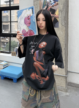 VINTAGE TEE SADE沙黛水洗做旧美式休闲复古短袖宽松男女重磅T恤