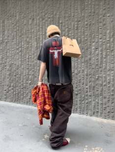 Protocol Index联名Eva卡通动漫水洗做旧破坏短袖美式休闲T恤