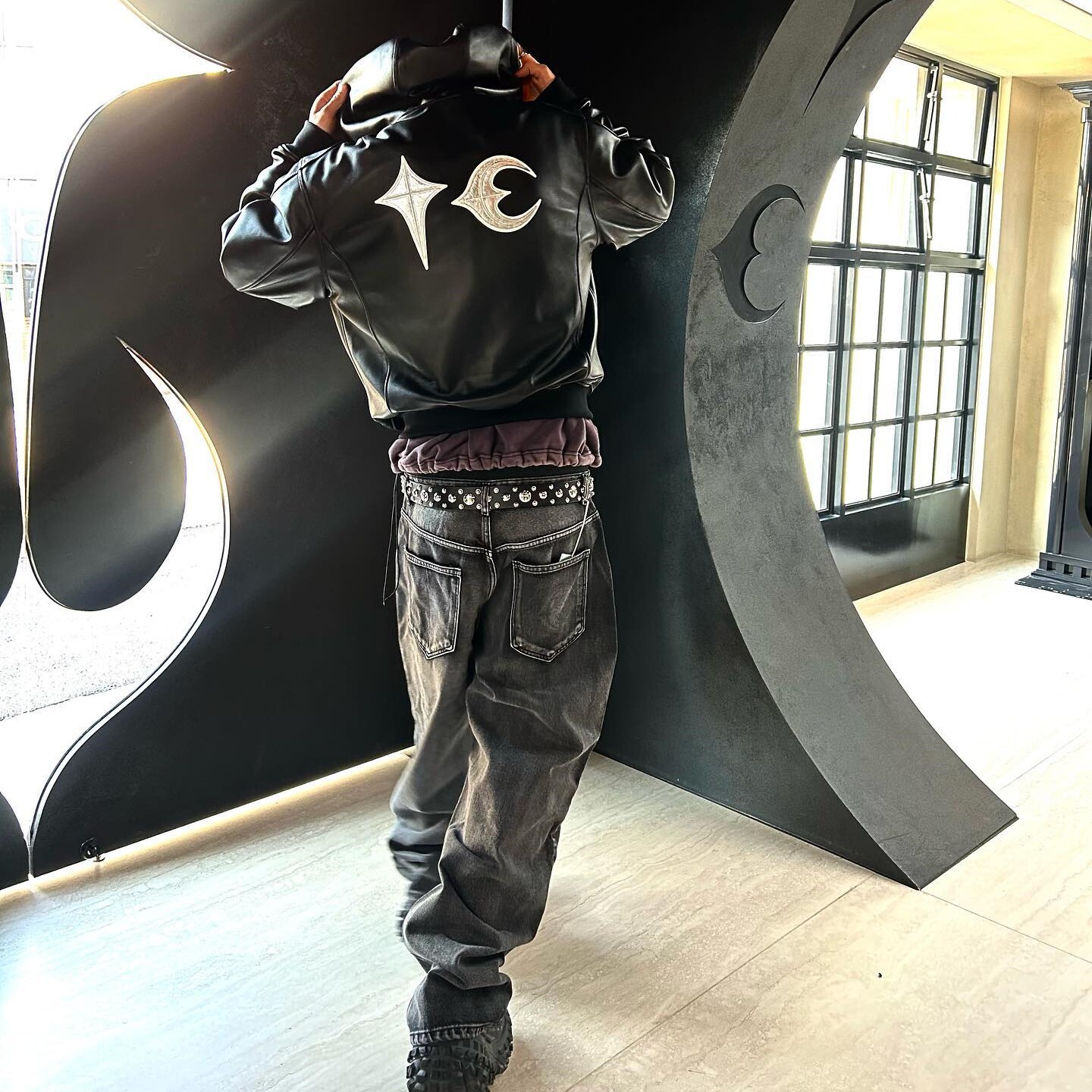 ThugClub美式潮牌皮衣连帽外套