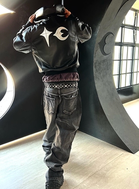 Thug Club美式潮牌重磅秋冬机车皮衣vibe风休闲宽松连帽夹克外套