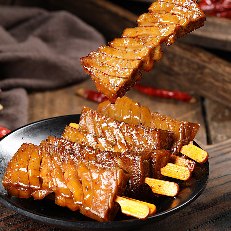 兰花串豆腐干休闲小吃零食香辣味小吃湖南特产武冈卤香干豆腐串子