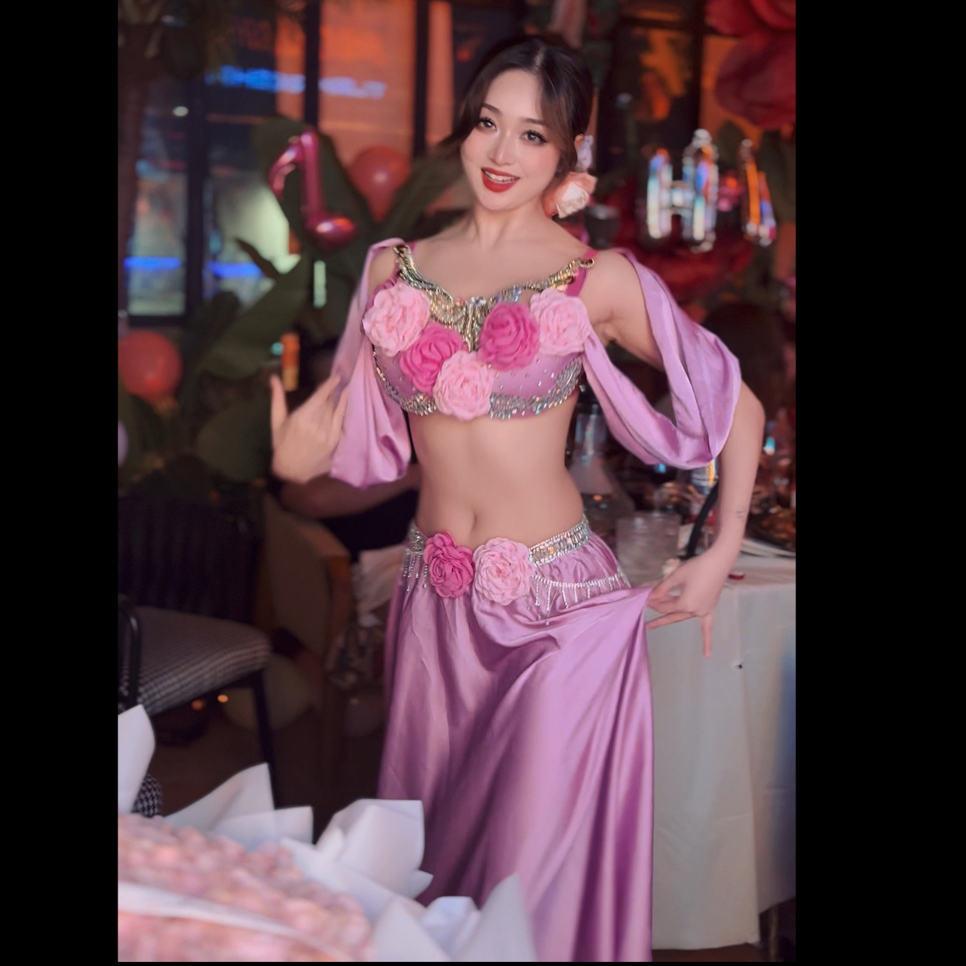 悦梦风璐肚皮舞新款套装演出服班服性感气质练功服显瘦初学仙女