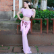 悦梦风璐肚皮舞新款 演出服班服性感气质练功服显瘦初学仙女粉 套装