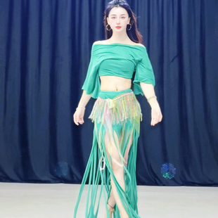 悦梦风璐肚皮舞新款套装演出服班服气质练功服显瘦初学鼓舞流苏