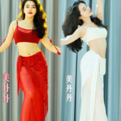 佐寒梦璐肚皮舞练功服春夏新款 班服亮片臀巾 大摆裙舞蹈表演服装