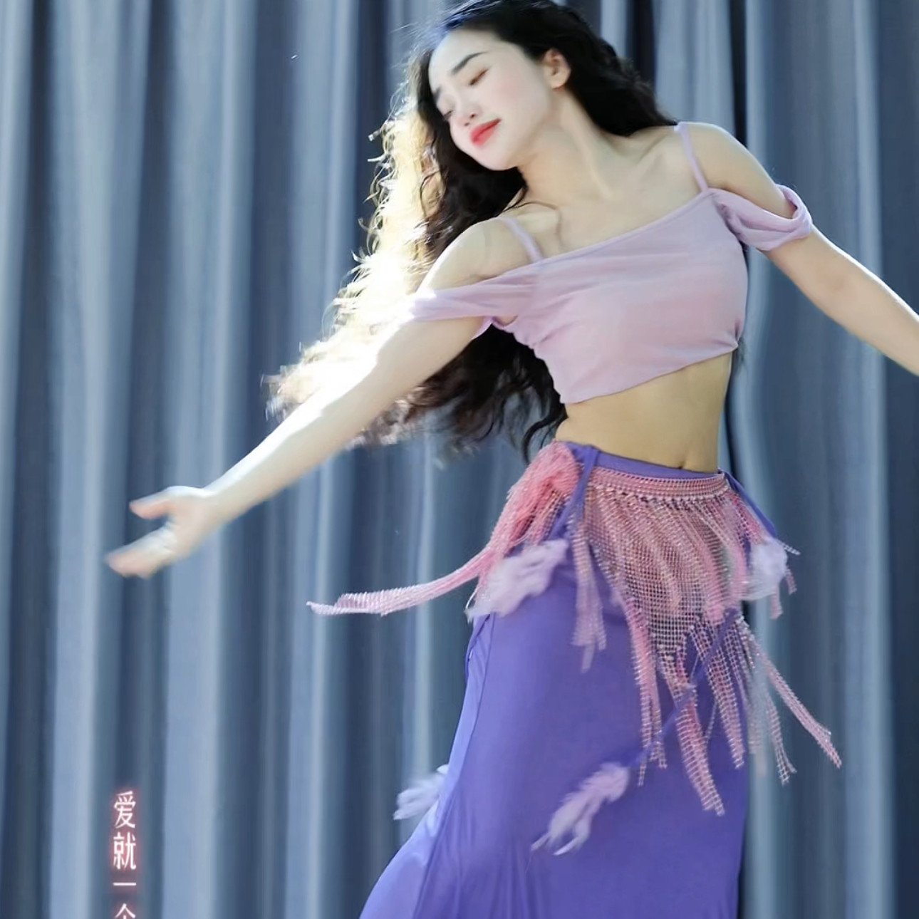 悦梦风璐肚皮舞新款套装演出服班服性感气质练功服紫色显瘦初学