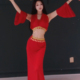 悦梦风璐肚皮舞新款 演出服班服性感气质练功服红色显瘦初学 套装