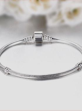 925 Sterling Silver Charm Bead Bracelet For Women Original R
