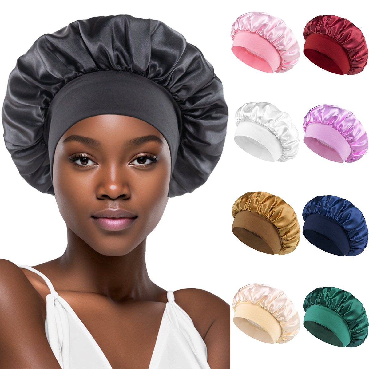 Bonnet for Sleeping Soft Elastic Band Sleep Cap Hair Wrap