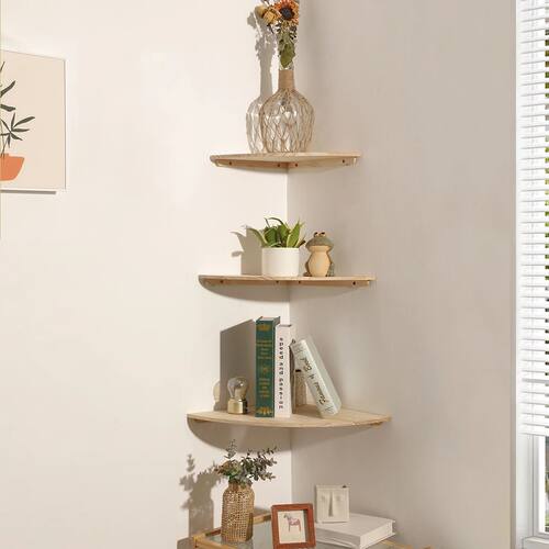 Wall Corner Shelves Wood Floating Wall Shelf Round End Wall