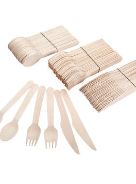 50pcs/150pcs Disposable Wooden Cutlery Forks/Spoons/Cutters