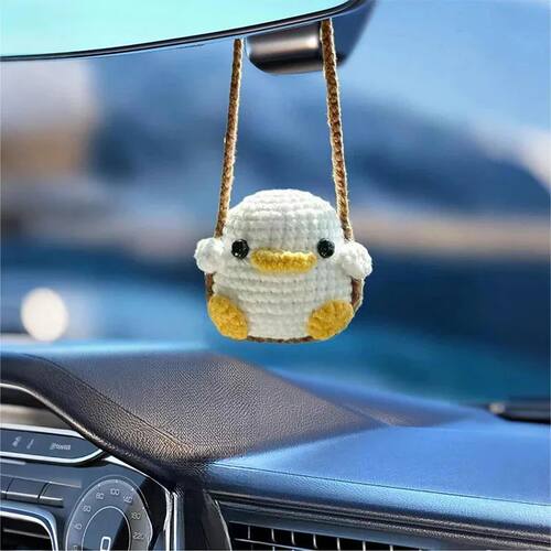 Soft Yarn Made Crochet Car Pendant, Cute Duck Frog Animal De