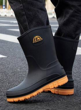 men rain boots waterproof shoes winter large size 45 boys