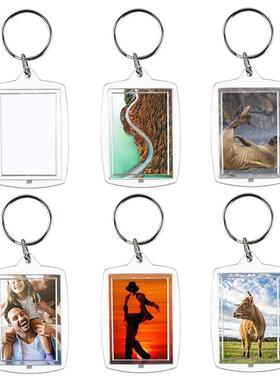 30PCS Clear Acrylic Photo Frame Keychain Photo Insert Keyrin
