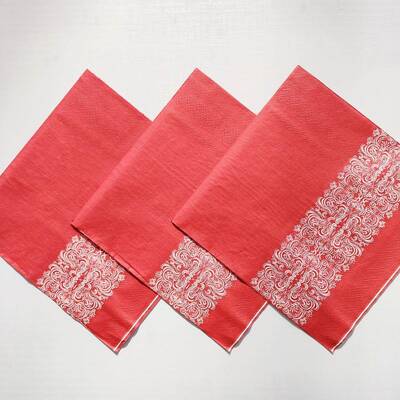 20PCs Chinese New Year Decorative Red Paper Napkins 13 inch