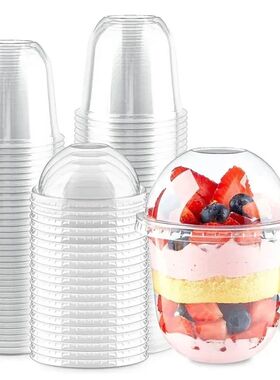 50pcs Pudding Cups Wiht Lids Plastic Boxes Ice-Cream Mousse