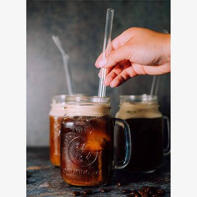 20cm Glass Smoothie Straw, Reusable Clear Drinking Straws fo