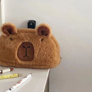 Cute Plush Capybara Pencil Storage Bag Cartoon Animal Pen Ca