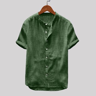 Shirt Hemp Men Summer Shor Vintage