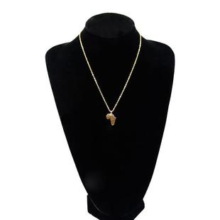 Africa Map Necklace Pendant Women Men Gold Silver Jewelry