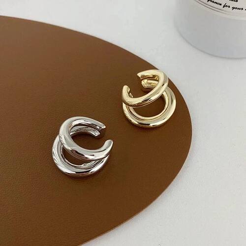 Fake Piercing Earcuff Double Circle Ear Cuff Faux Earrings f