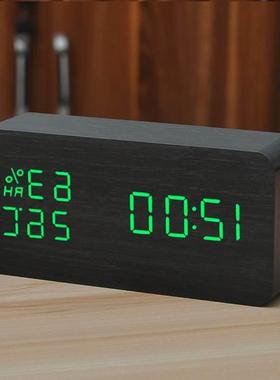 Alarm clock bedside luminous electronic clock LED wooden闹钟