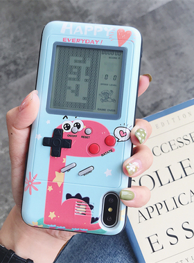 可以玩的俄罗斯方块游戏机手机壳苹果14/13Promax解压适用iPhone12个性创意11卡通女款xsmax小众恶搞怪15plus