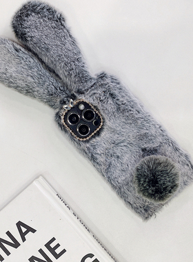 SIMFCX秋冬季新款毛绒兔子手机壳苹果14Promax可爱超萌少女心适用iPhone13/12保护套保暖防摔11软壳毛茸茸8Xs