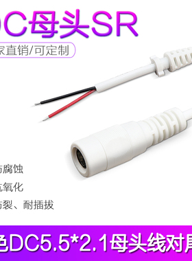 科宝隆DC5521白色电源线 圆线注塑连接线 直供SR尾卡线两芯护套线