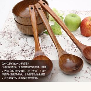 何适家居实木柯木长柄不烫手家用大号汤勺火锅日式汤勺粥勺木勺子