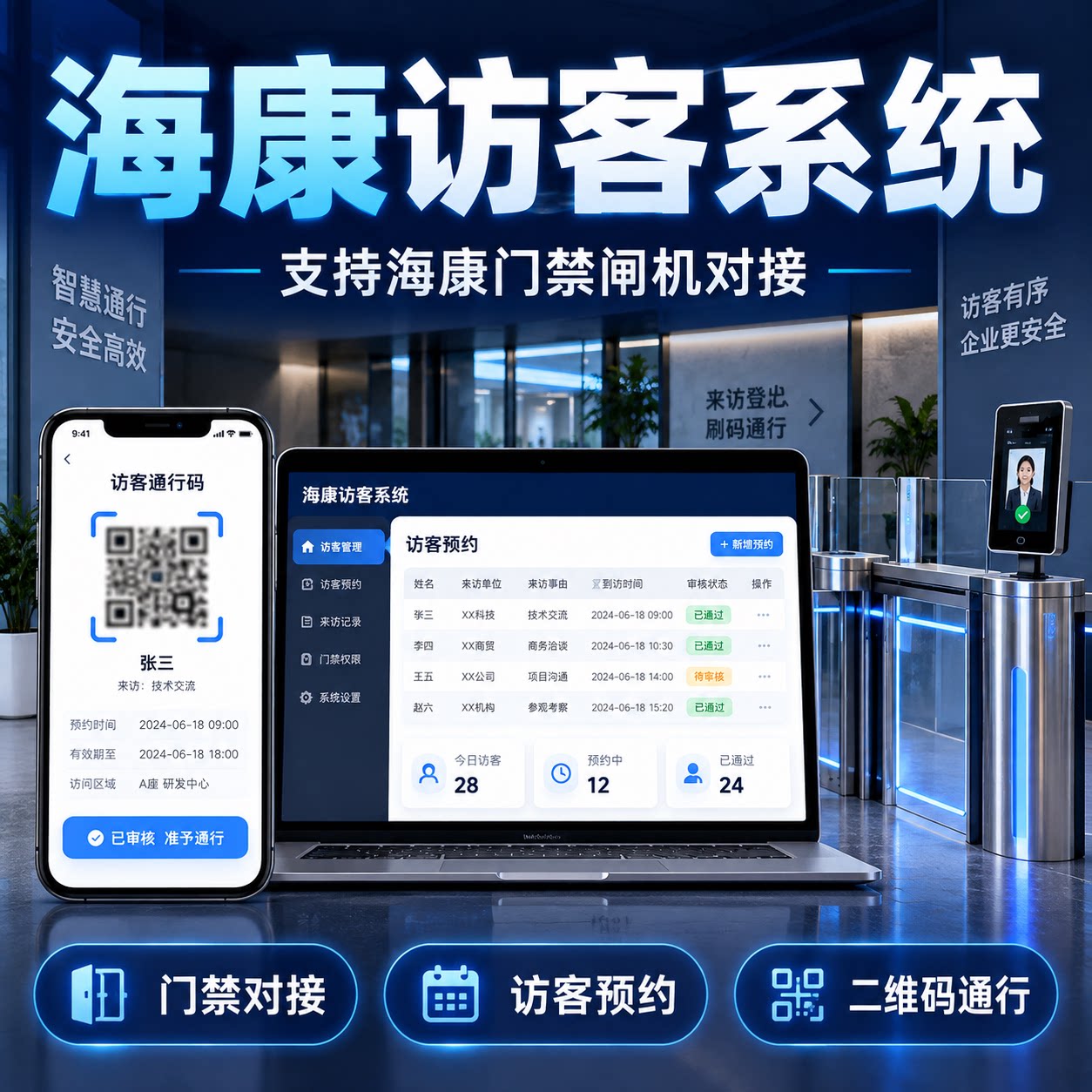 海康访客系统开发 海康威视门禁闸机人脸识别访客预约登记小程序