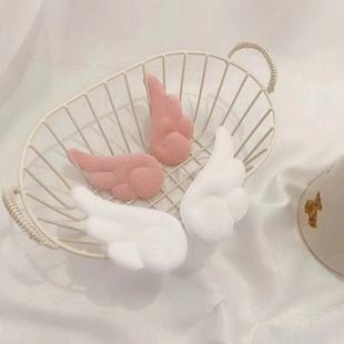 ins风天使翅膀发夹女秋冬毛绒可爱日系边夹后脑勺白色翅膀发卡