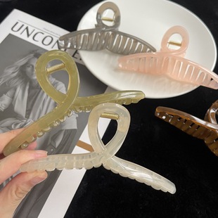 莫兰迪果冻色抓夹抓后脑勺发卡鲨鱼夹女金典百搭发饰韩国复古